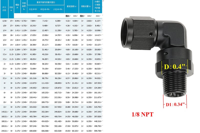 AC PERFORMANCE -3 AN Female to 1/8" NPT Male 90 Degree Swivel Adapter Fitting, Black Aluminum - Image 5